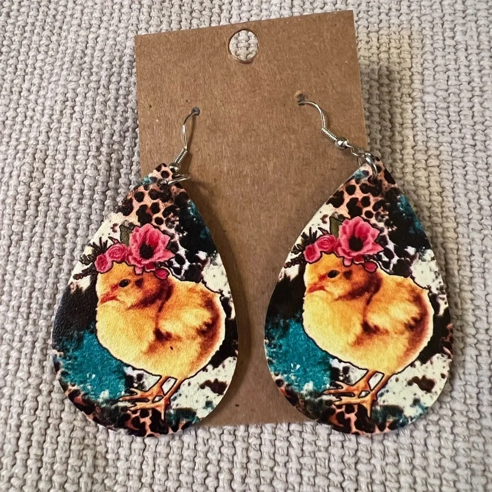 2 Pair‎ Easter Themed Bunny Chick Dangle Earring Lot